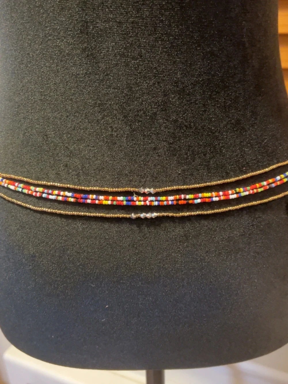 Handmade Beaded Belly Chain, Multicolor Elastic Waist Beads, Layered Boho Body